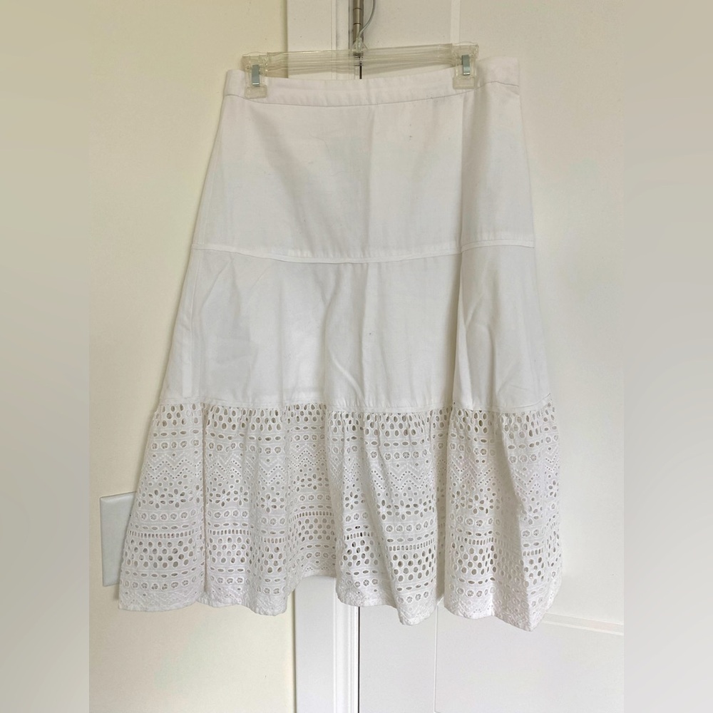 White midi eyelet skirt